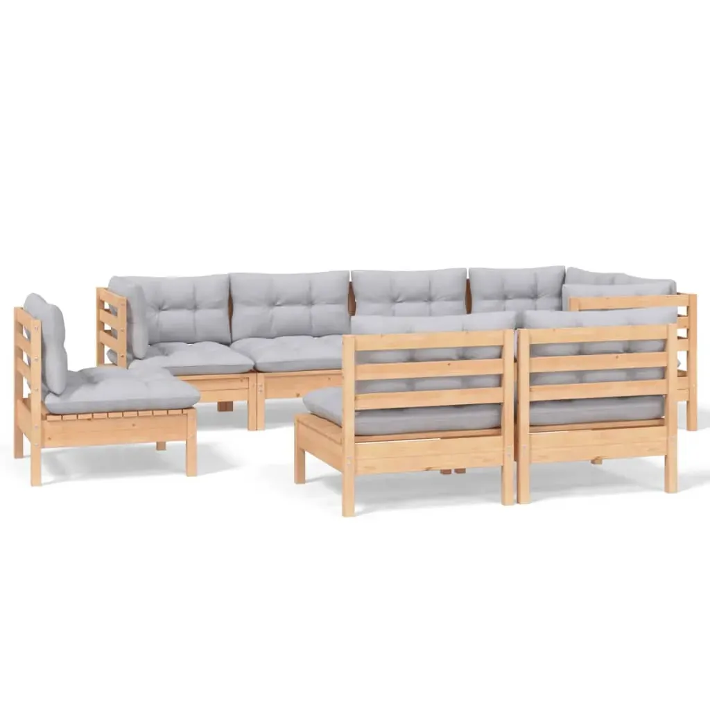 8 Piece Garden Lounge Set with Cushions Solid Pinewood Price