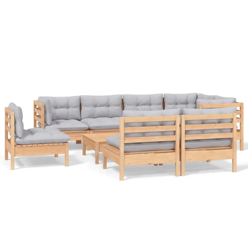 9 Piece Garden Lounge Set with Cushions Solid Pinewood Price