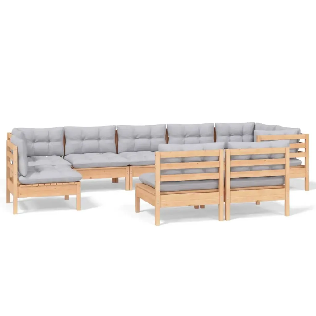9 Piece Garden Lounge Set with Cushions Solid Pinewood Price