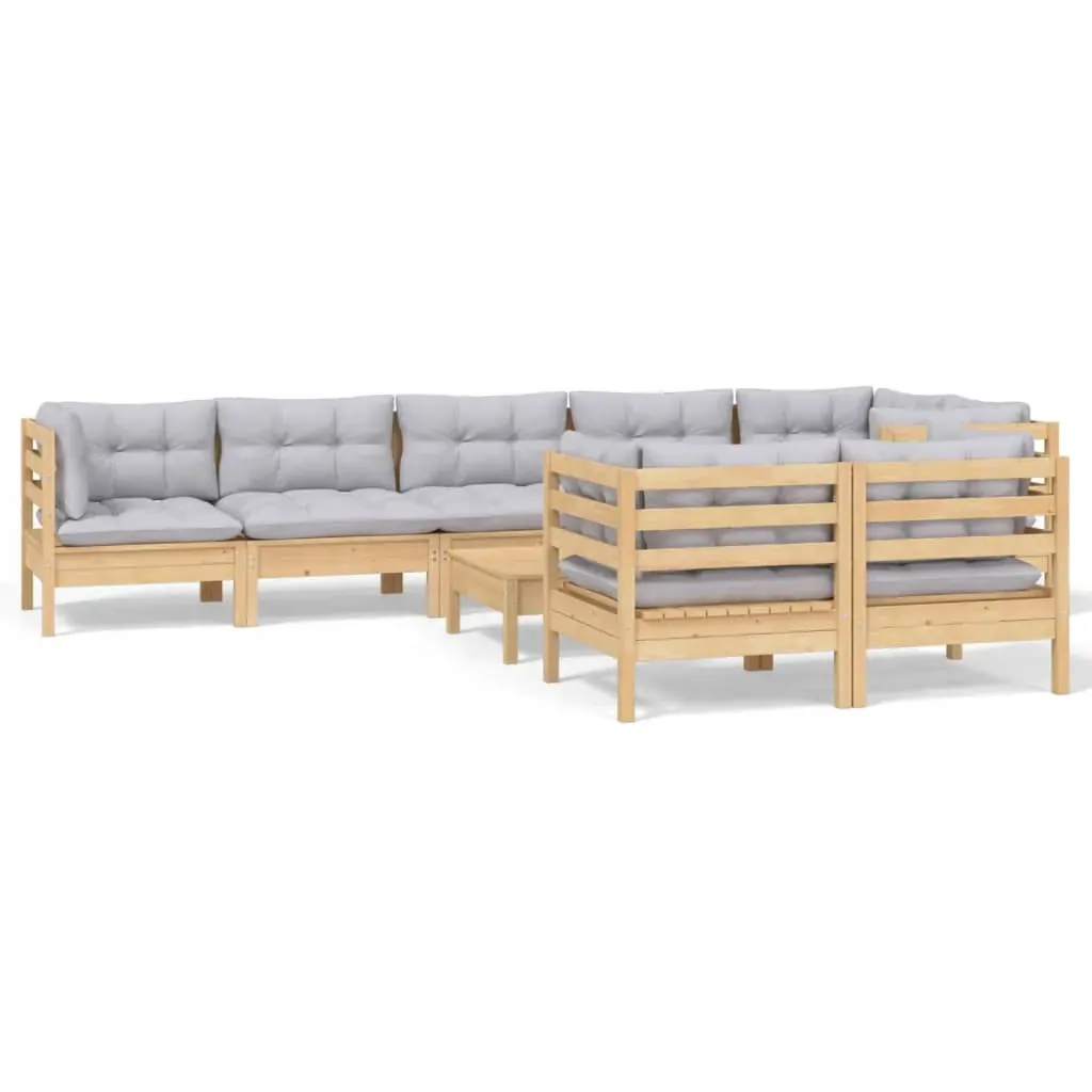 9 Piece Garden Lounge Set with Cushions Solid Pinewood Price