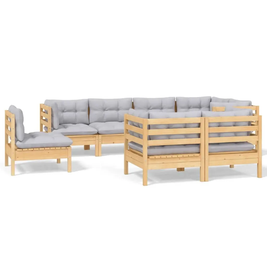 8 Piece Garden Lounge Set with Cushions Solid Pinewood Price