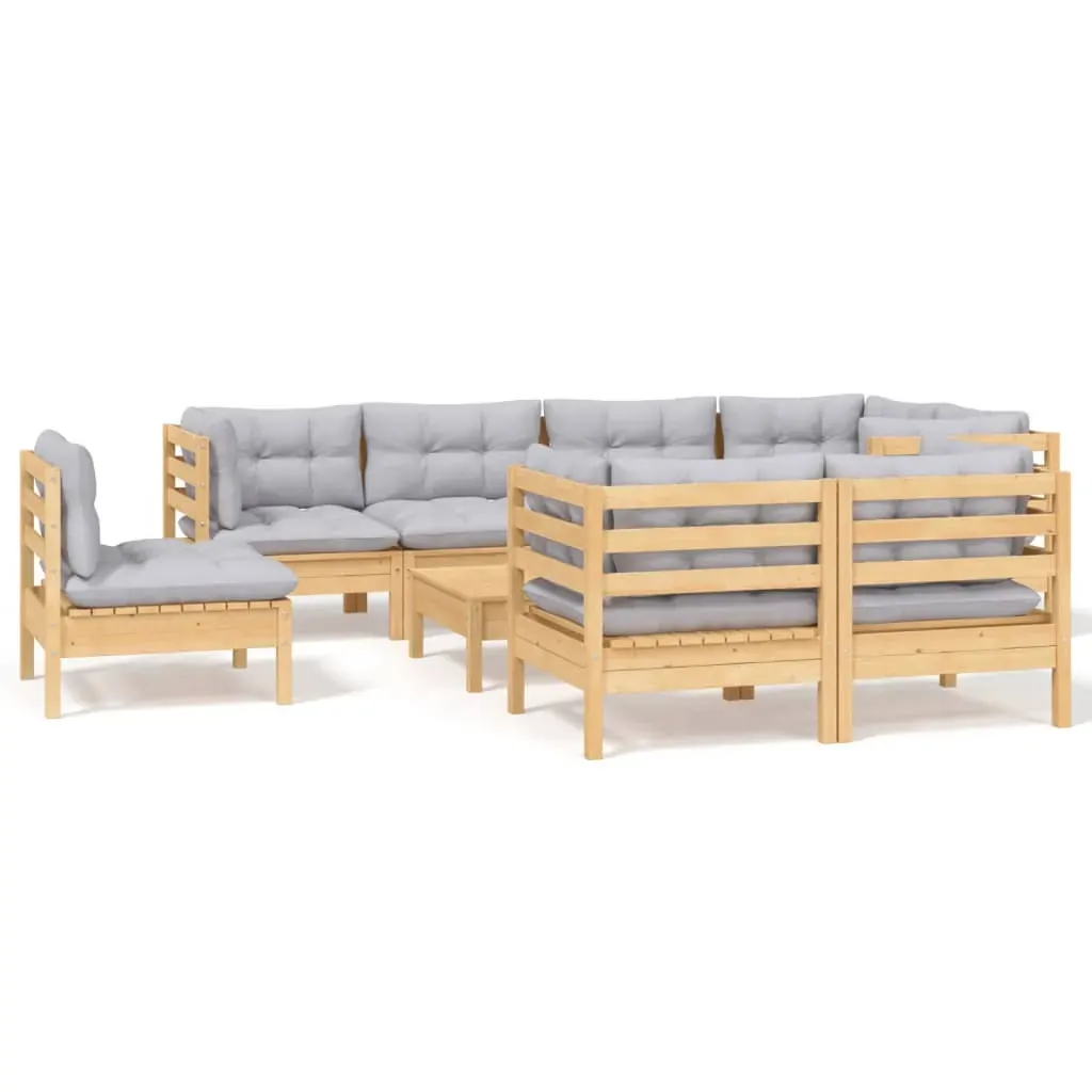 9 Piece Garden Lounge Set with Cushions Solid Pinewood Price