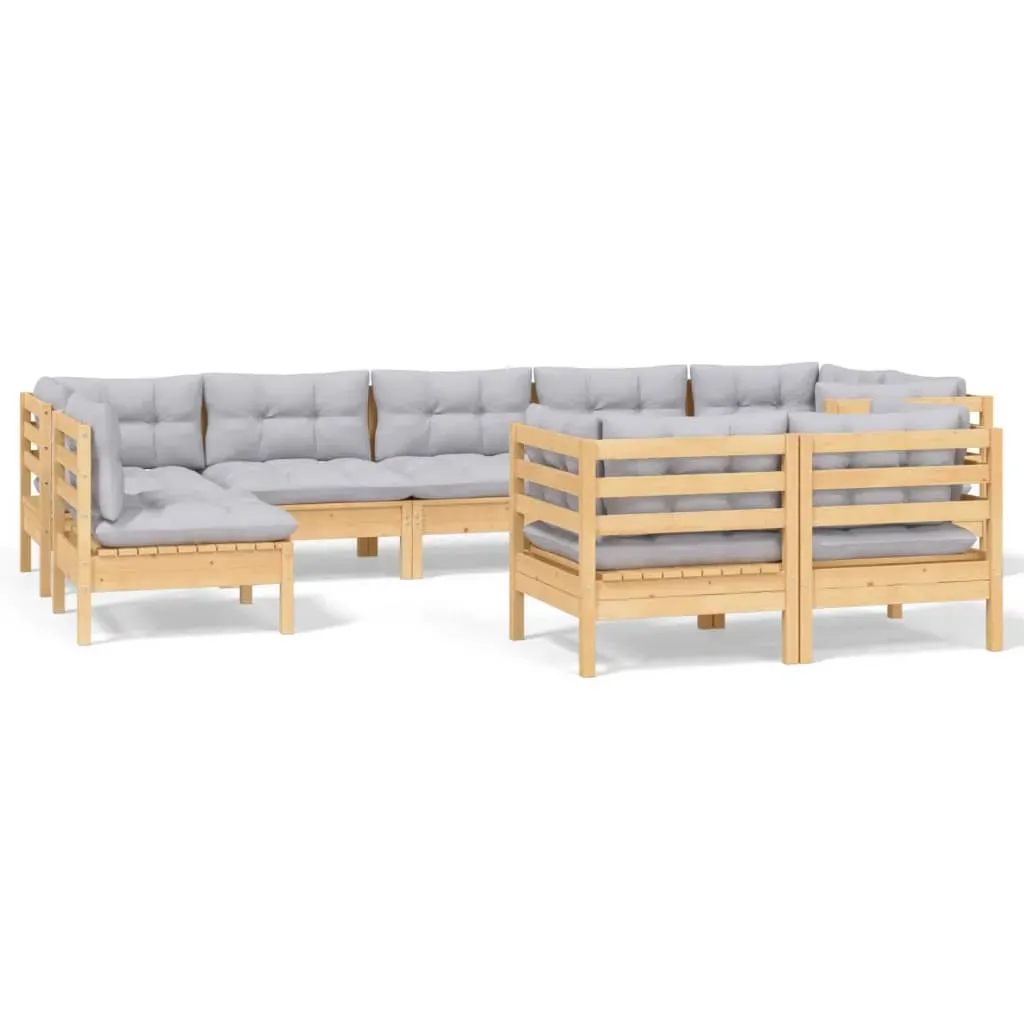 9 Piece Garden Lounge Set with Cushions Solid Pinewood Price
