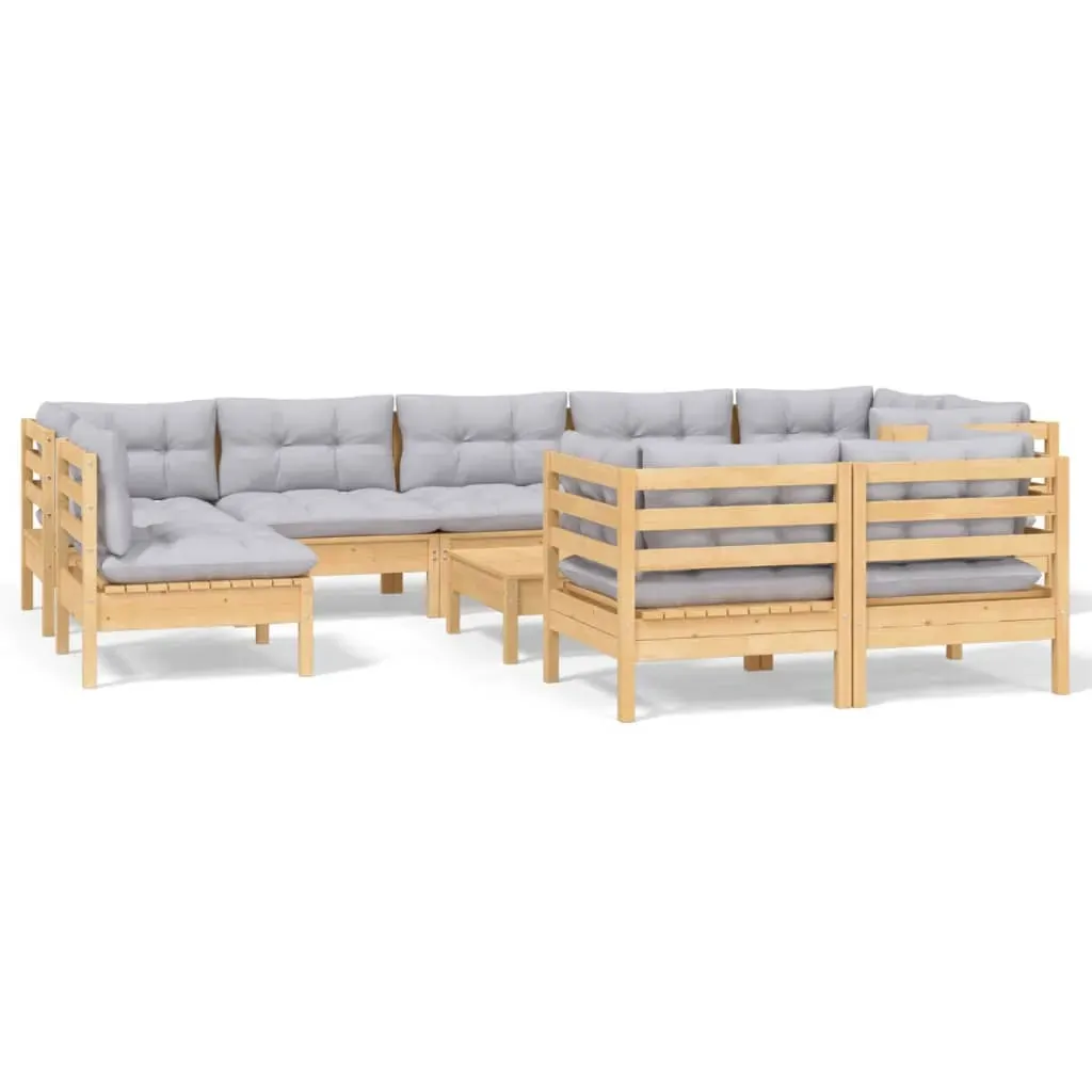 10 Piece Garden Lounge Set with Cushions Solid Pinewood Price
