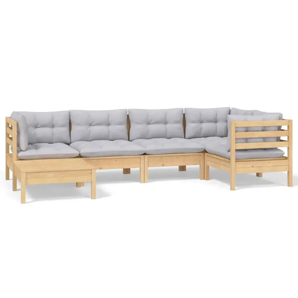 6 Piece Garden Lounge Set with Cushions Solid Pinewood Price