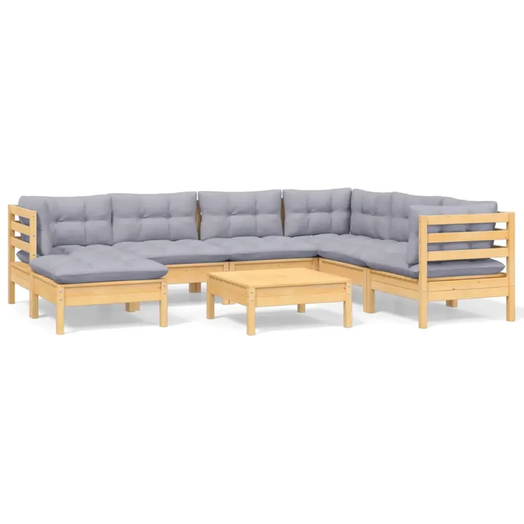 8 Piece Garden Lounge Set with Cushions Solid Pinewood Price