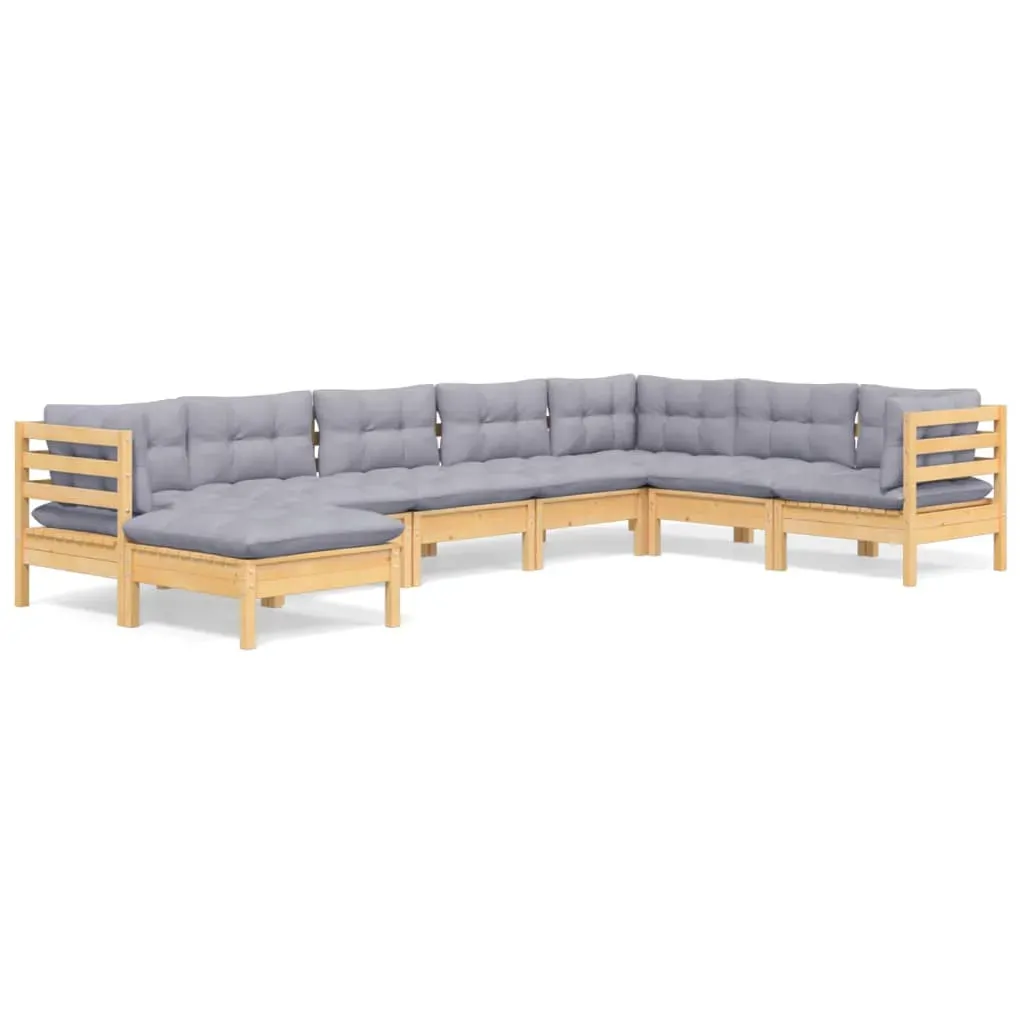 8 Piece Garden Lounge Set with Cushions Solid Pinewood Price