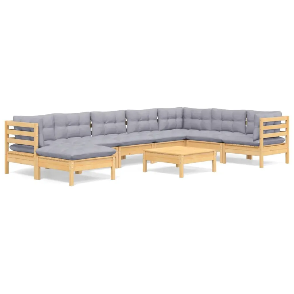9 Piece Garden Lounge Set with Cushions Solid Pinewood Price
