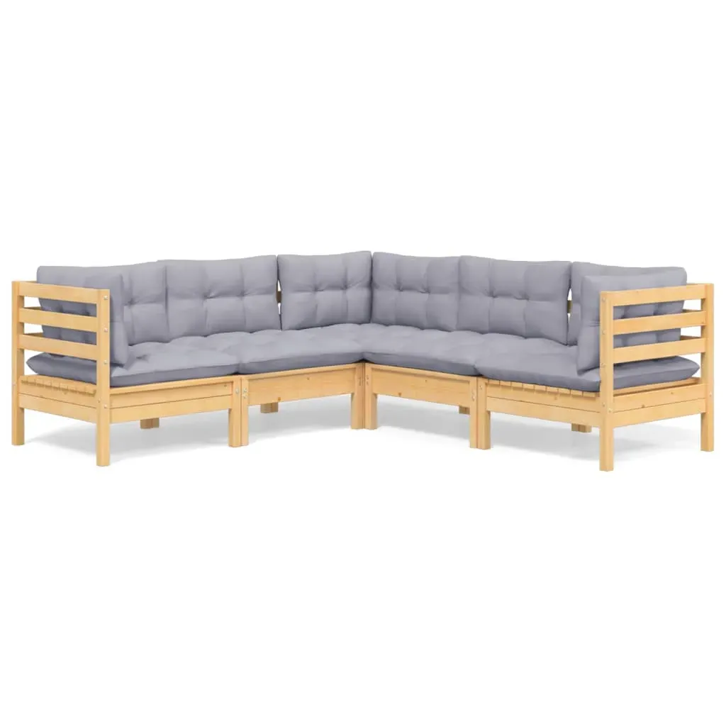 5 Piece Garden Lounge Set with Cushions Solid Pinewood Price