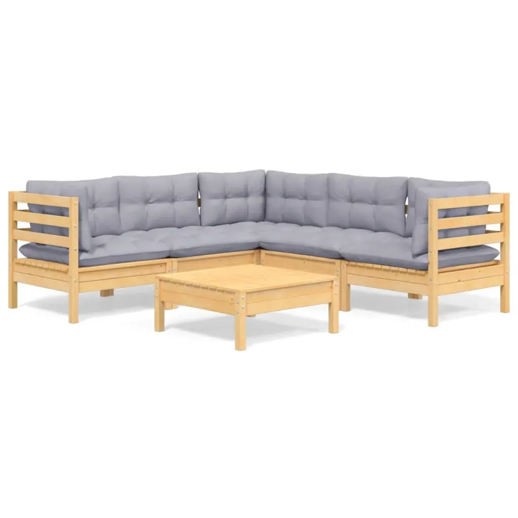 6 Piece Garden Lounge Set with Cushions Solid Pinewood Price