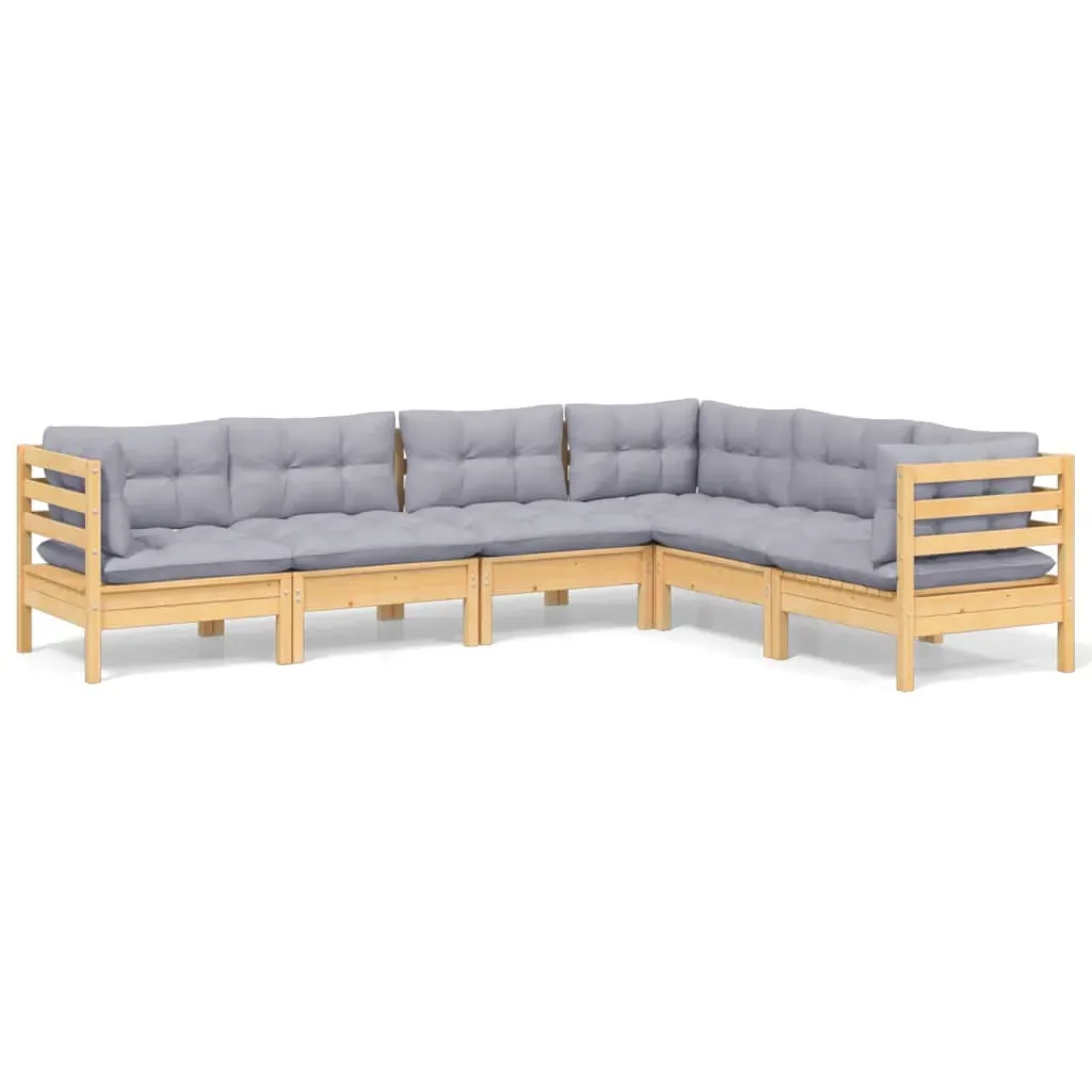 6 Piece Garden Lounge Set with Cushions Solid Pinewood Price