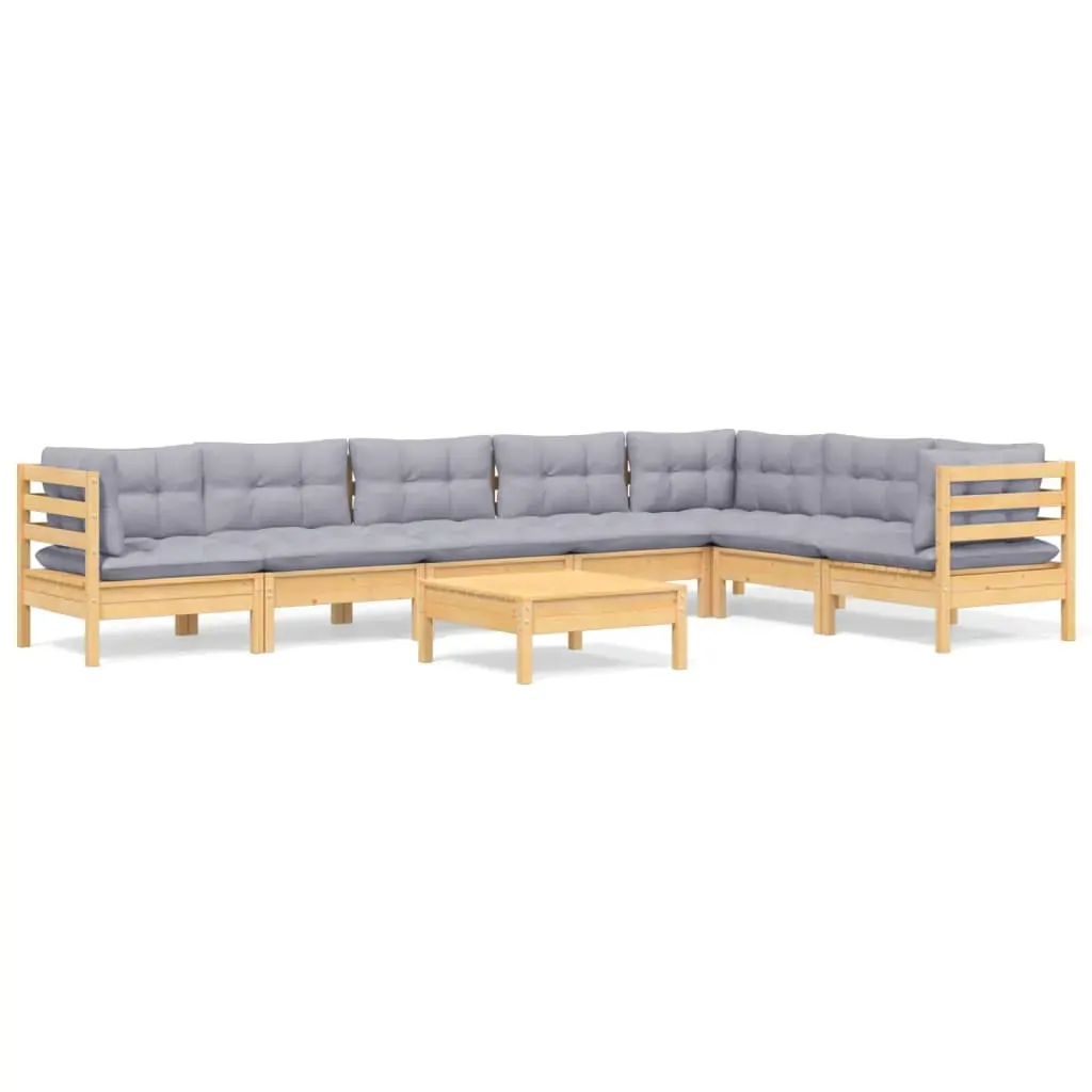 8 Piece Garden Lounge Set with Cushions Solid Pinewood Price