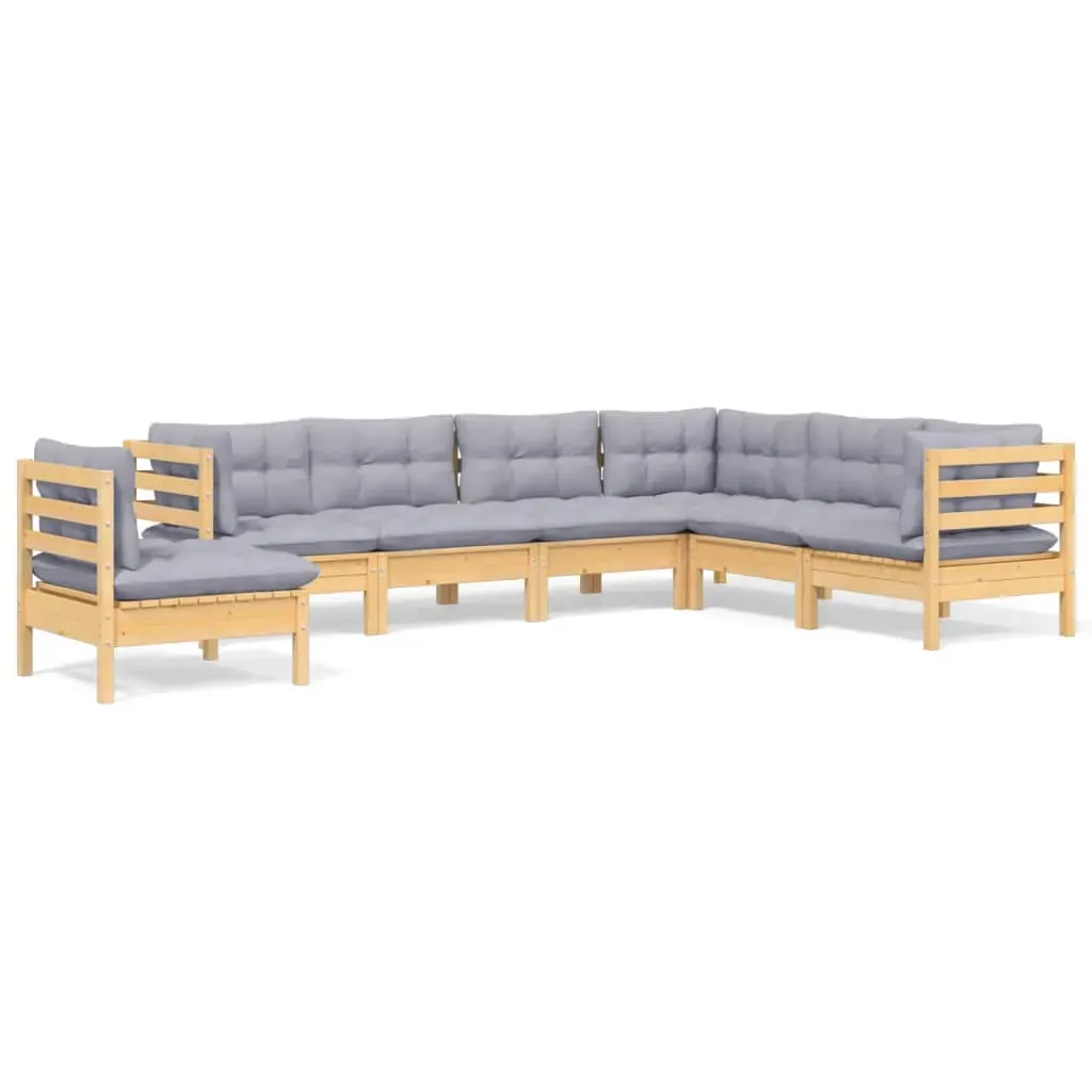 7 Piece Garden Lounge Set with Cushions Solid Pinewood Price