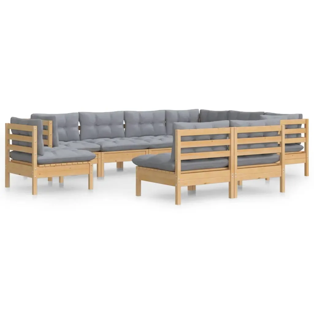 9 Piece Garden Lounge Set with Cushions Solid Pinewood Price