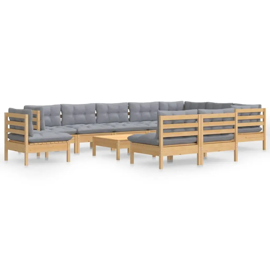 11 Piece Garden Lounge Set with Cushions Solid Pinewood Price