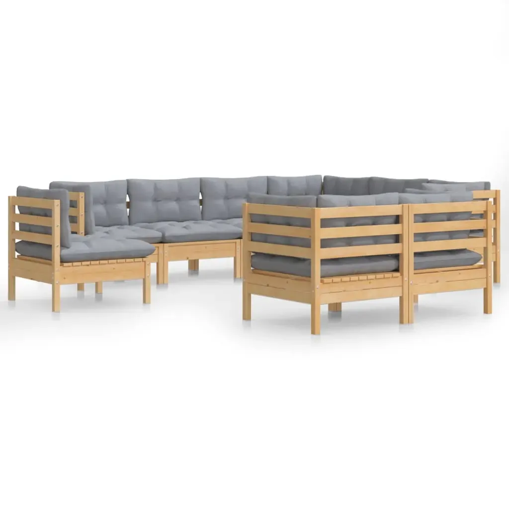 9 Piece Garden Lounge Set with Cushions Solid Pinewood Price