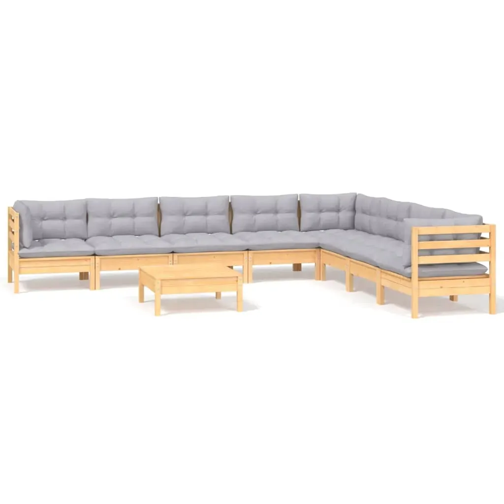 9 Piece Garden Lounge Set with Cushions Solid Pinewood Price