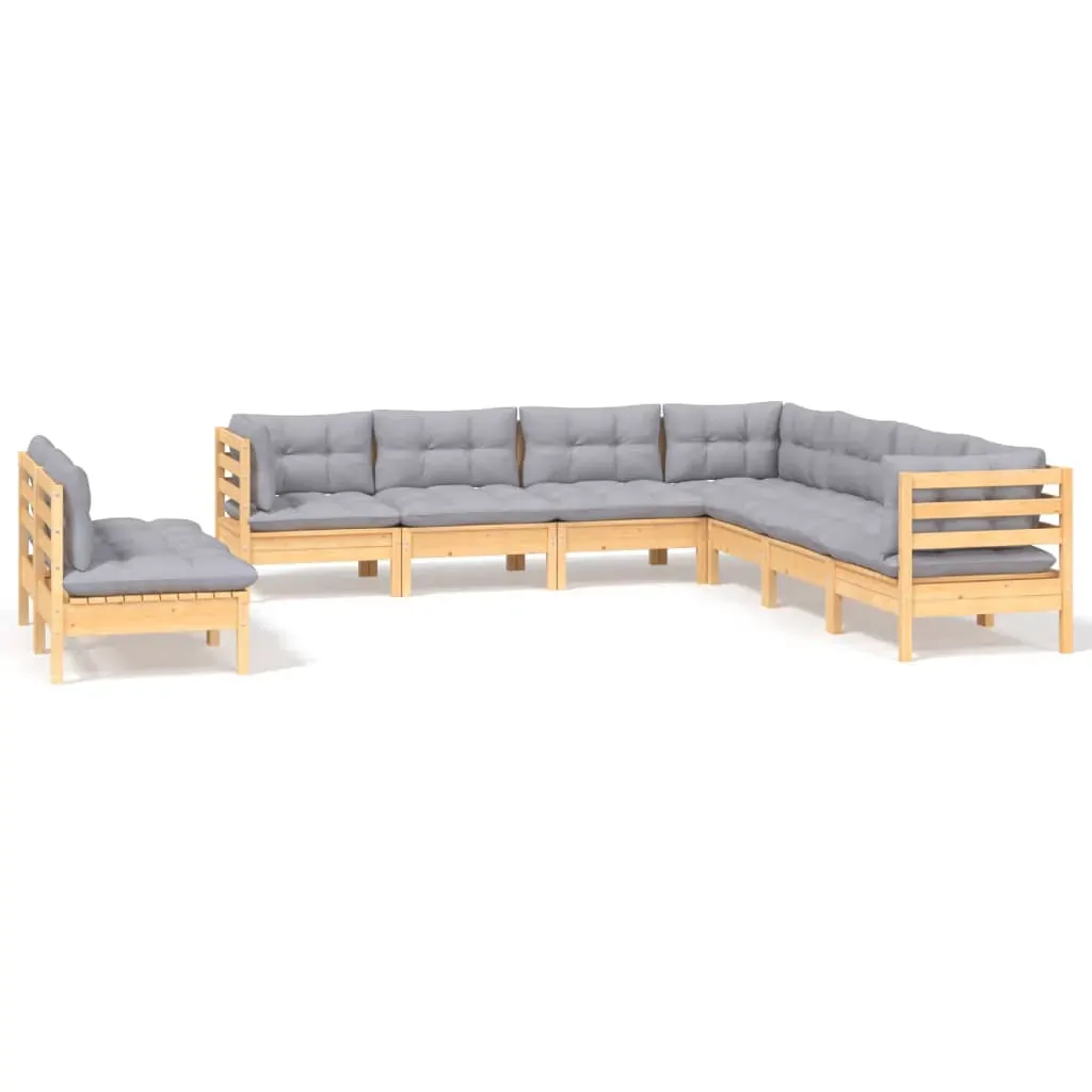 9 Piece Garden Lounge Set with Cushions Solid Pinewood Price