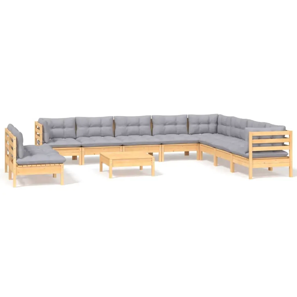 11 Piece Garden Lounge Set with Cushions Solid Pinewood Price