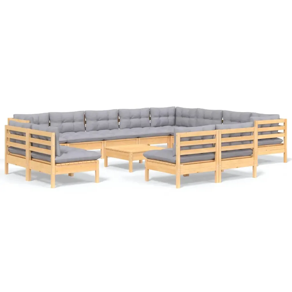 13 Piece Garden Lounge Set with Cushions Solid Pinewood Price