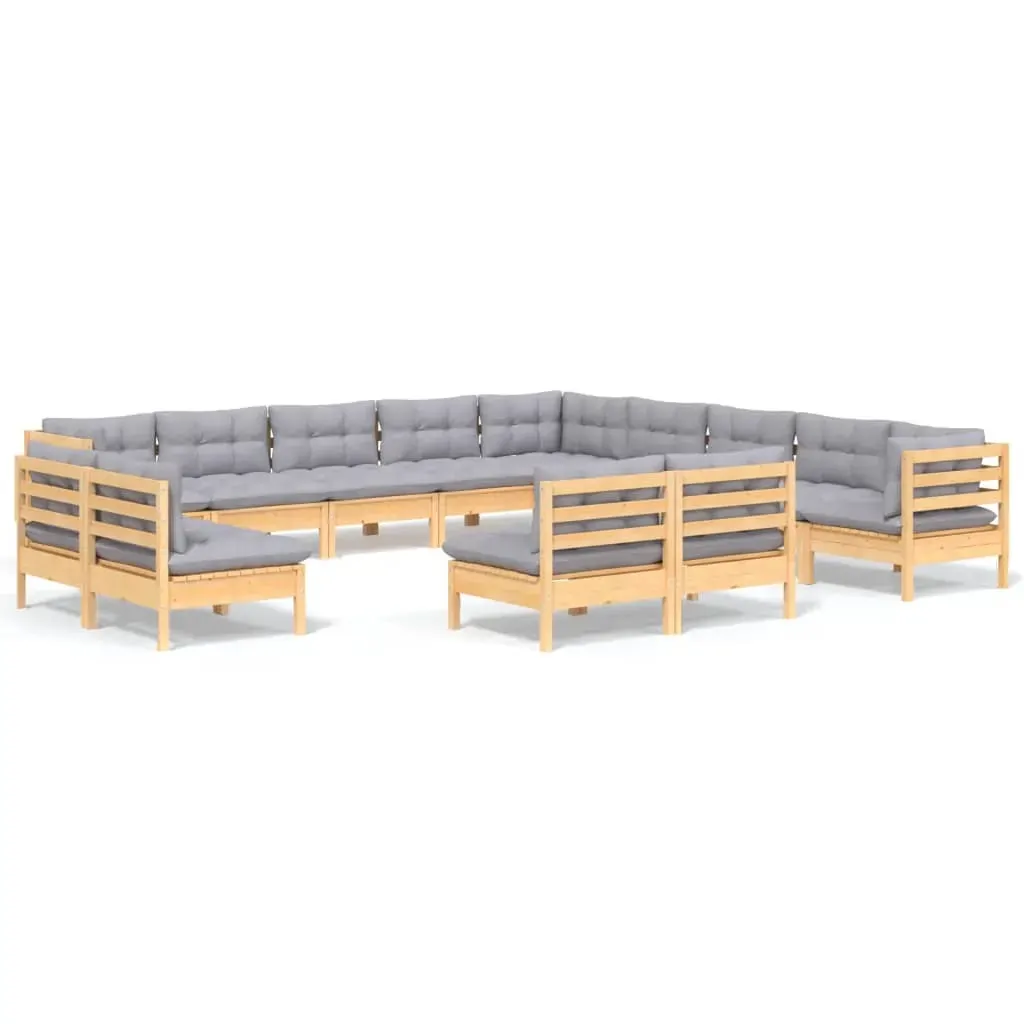 13 Piece Garden Lounge Set with Cushions Solid Pinewood Price