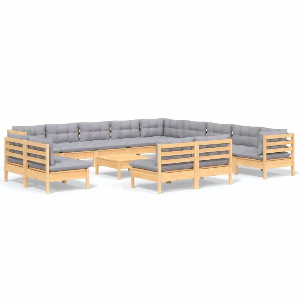 14 Piece Garden Lounge Set with Cushions Solid Pinewood Price