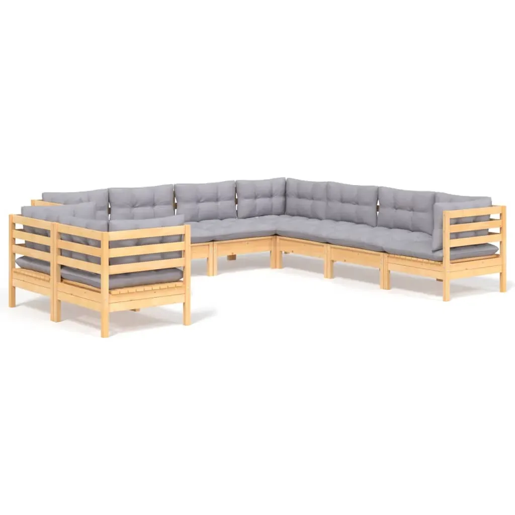 9 Piece Garden Lounge Set with Cushions Solid Pinewood Price