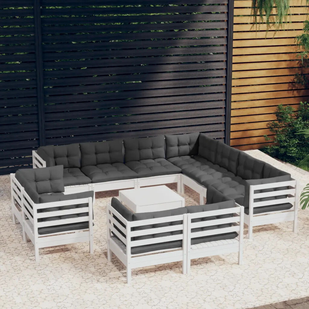 12 Piece Garden Lounge Set with Cushions Solid Pinewood Price