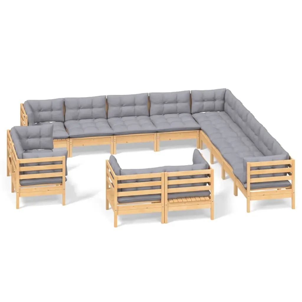 13 Piece Garden Lounge Set with Cushions Solid Pinewood Price