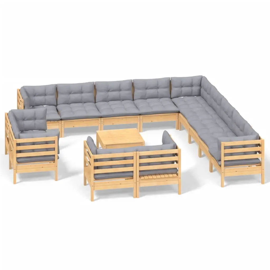 14 Piece Garden Lounge Set with Cushions Solid Pinewood Price