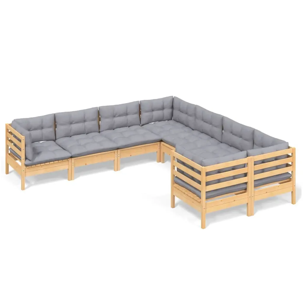 8 Piece Garden Lounge Set with Cushions Solid Pinewood Price