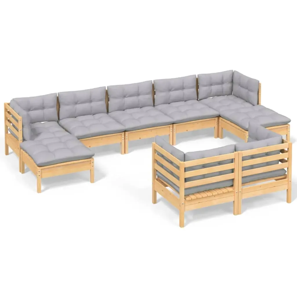 9 Piece Garden Lounge Set with Cushions Solid Pinewood Price