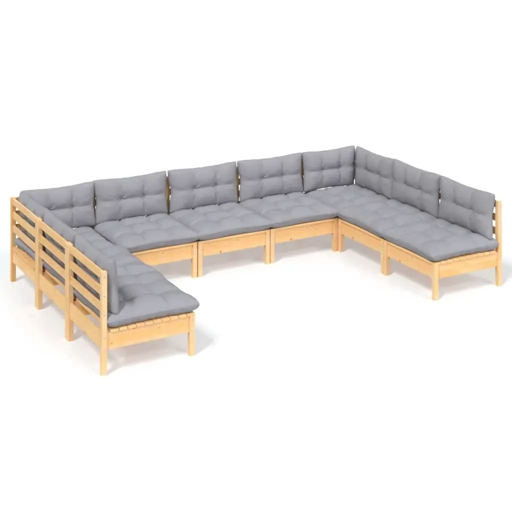 9 Piece Garden Lounge Set with Cushions Solid Pinewood Price