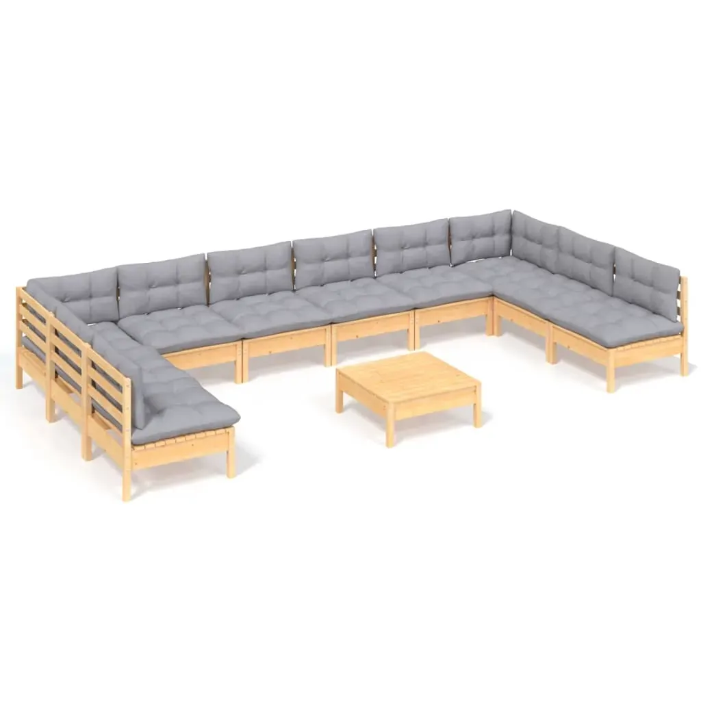 11 Piece Garden Lounge Set with Cushions Solid Pinewood Price