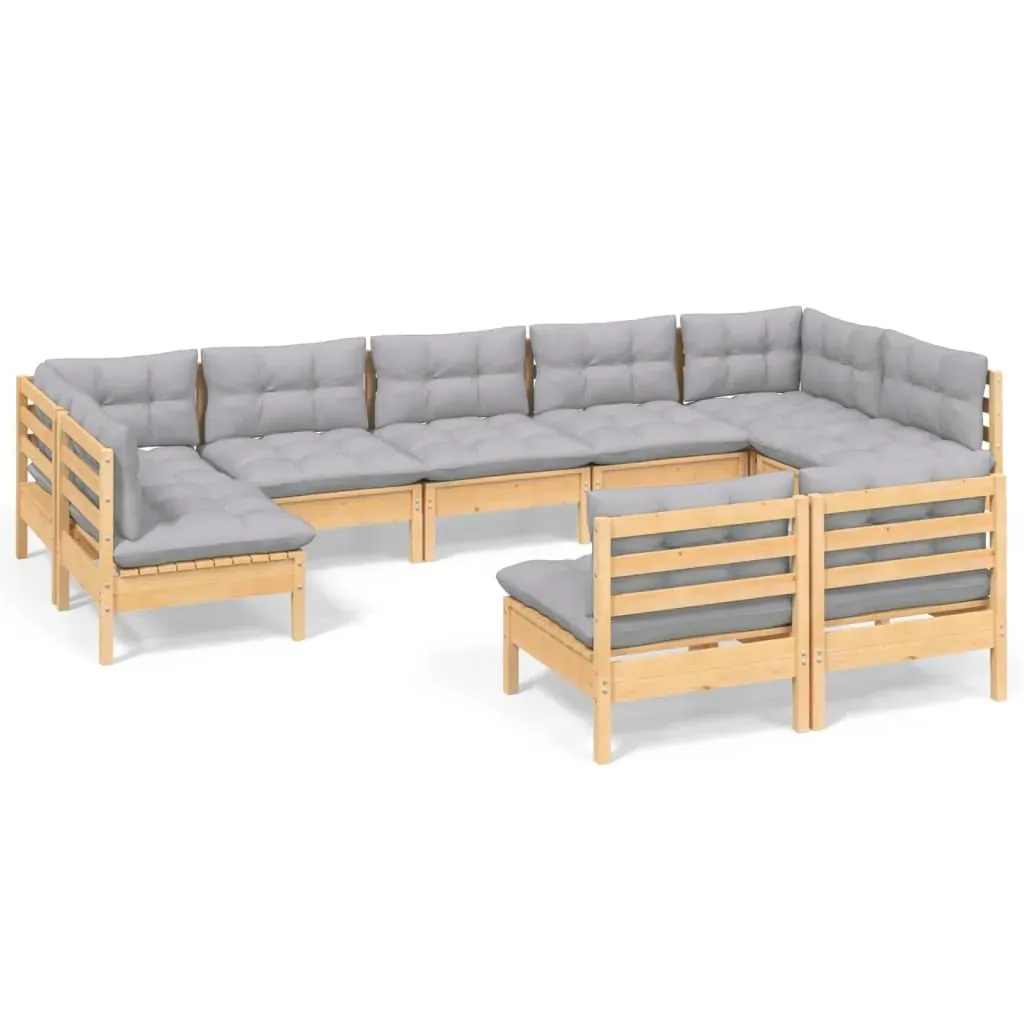 9 Piece Garden Lounge Set with Cushions Solid Pinewood Price