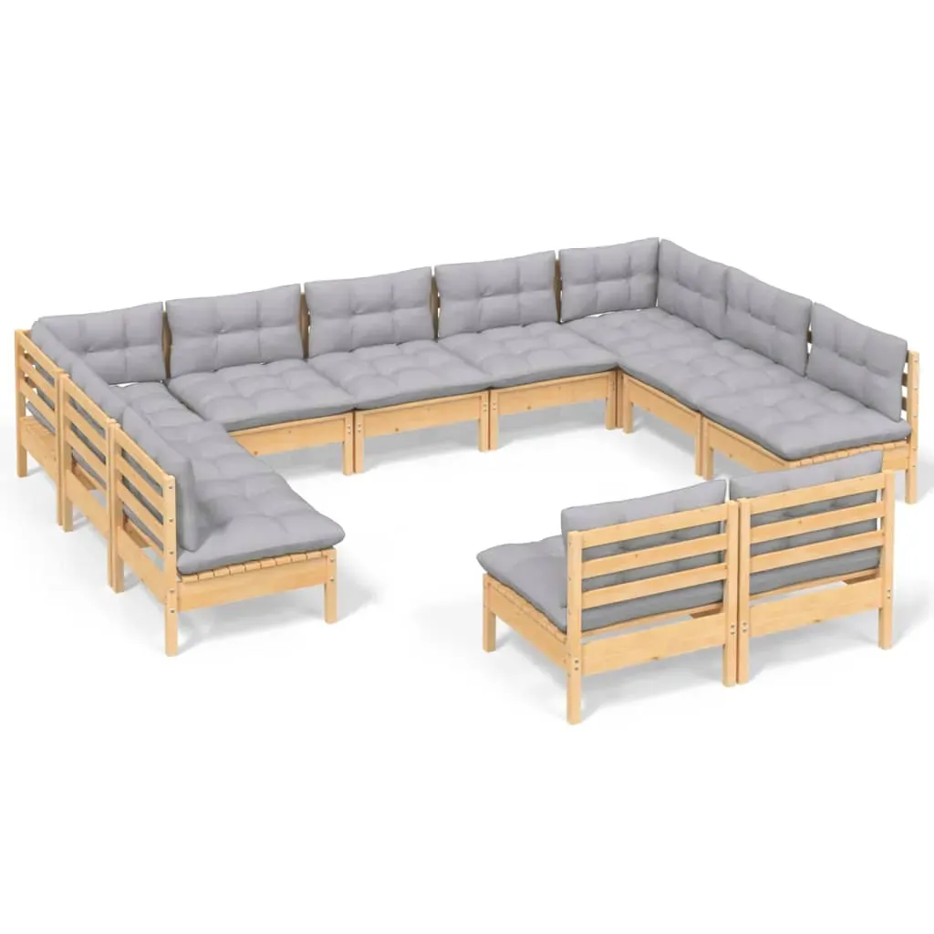 11 Piece Garden Lounge Set with Cushions Solid Pinewood Price