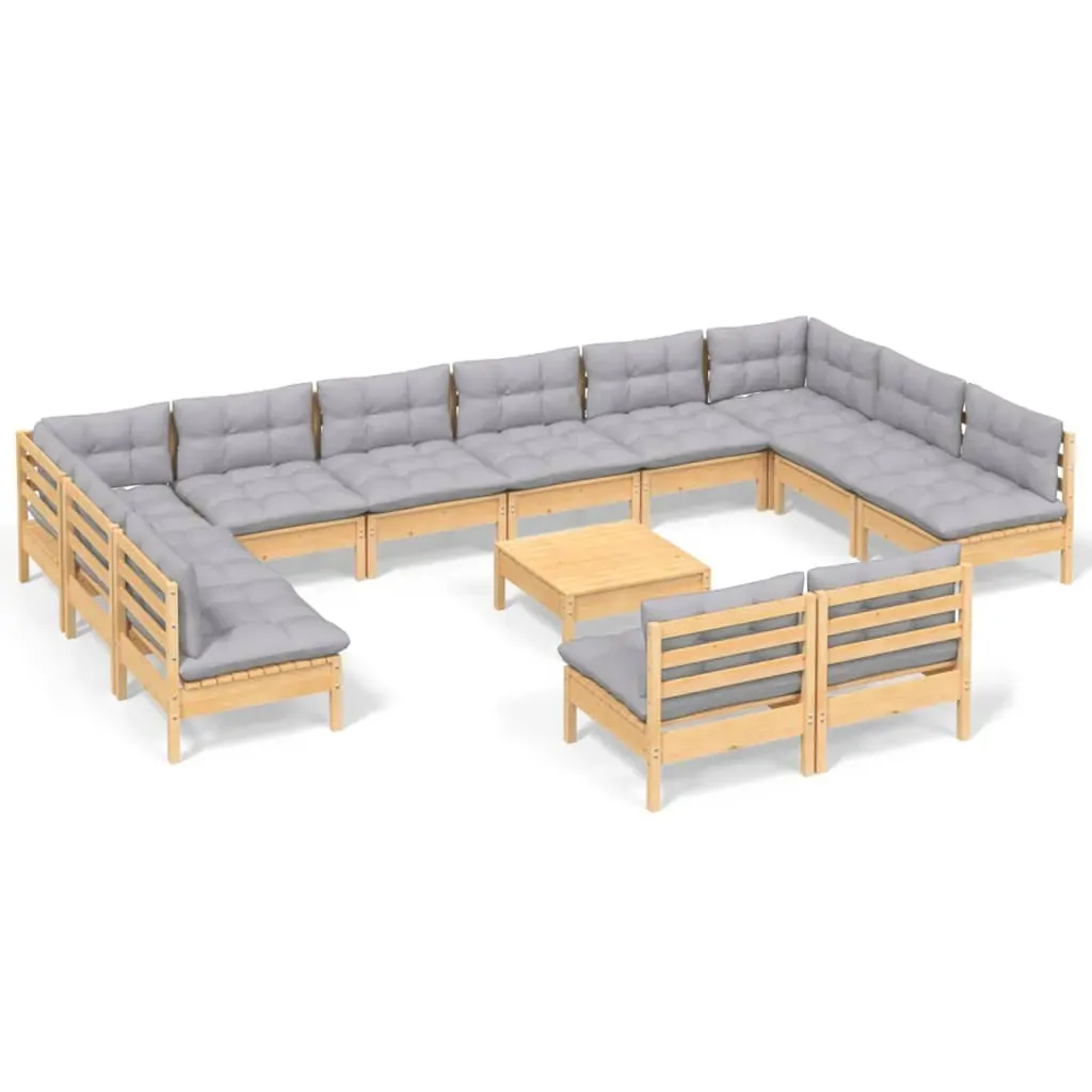 13 Piece Garden Lounge Set with Cushions Solid Pinewood Price
