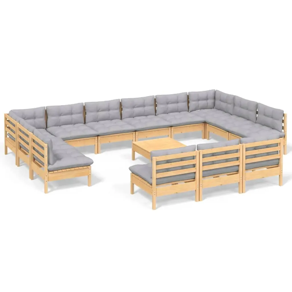 14 Piece Garden Lounge Set with Cushions Solid Pinewood Price