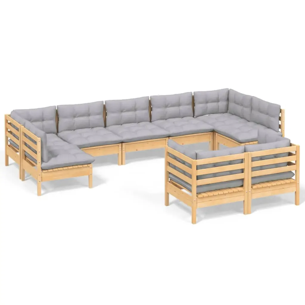 9 Piece Garden Lounge Set with Cushions Solid Pinewood Price