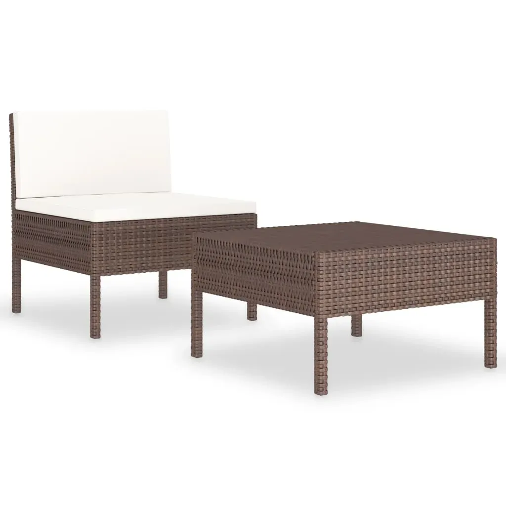 2 Piece Garden Lounge Set with Cushions Poly Rattan Price