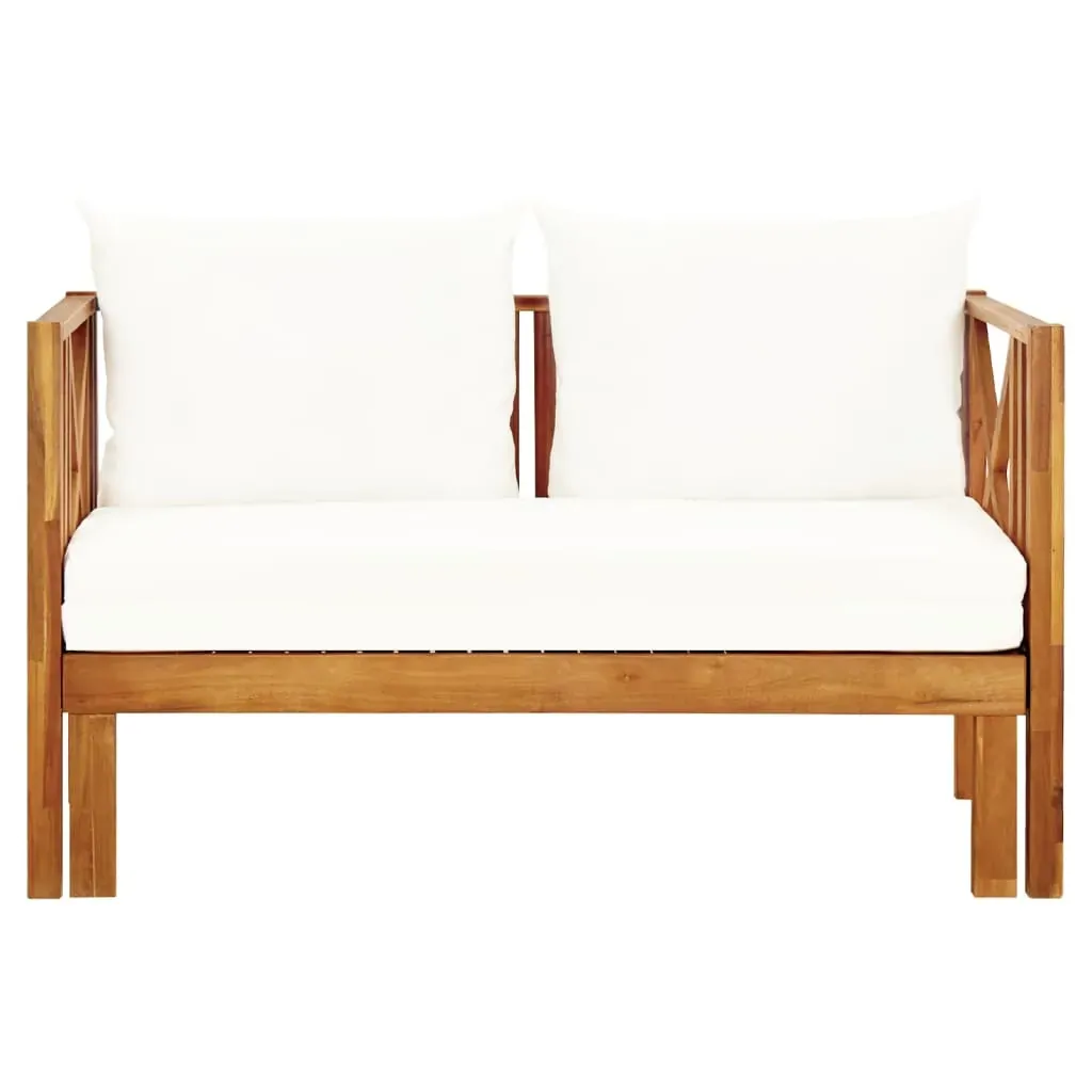 2-Seater Garden Bench with Cushions Solid Acacia Wood Price