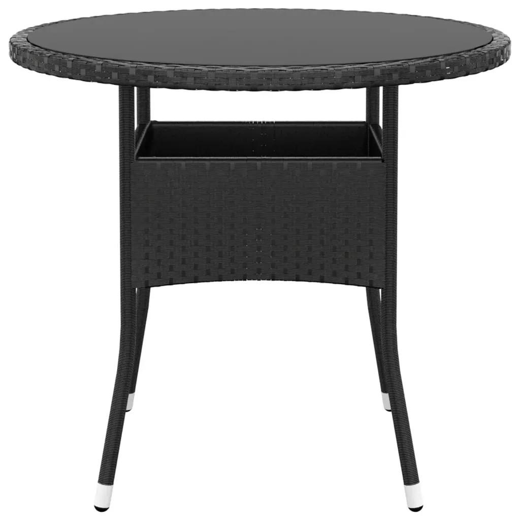 Garden Table 80x75 cm Tempered Glass and Poly Rattan Price