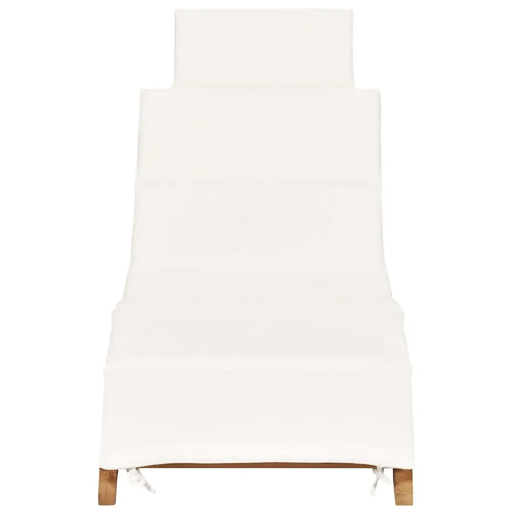 Folding Sun Lounger with Cushion Solid Teak Wood Price