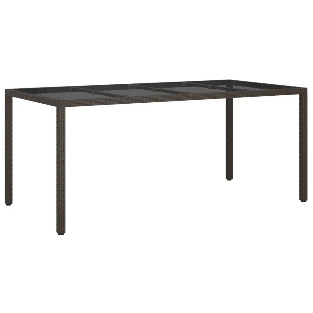 Garden Table 190x90x75 cm Tempered Glass and Poly Rattan Price