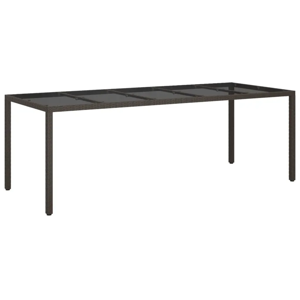 Garden Table 250x100x75 cm Tempered Glass and Poly Rattan Price