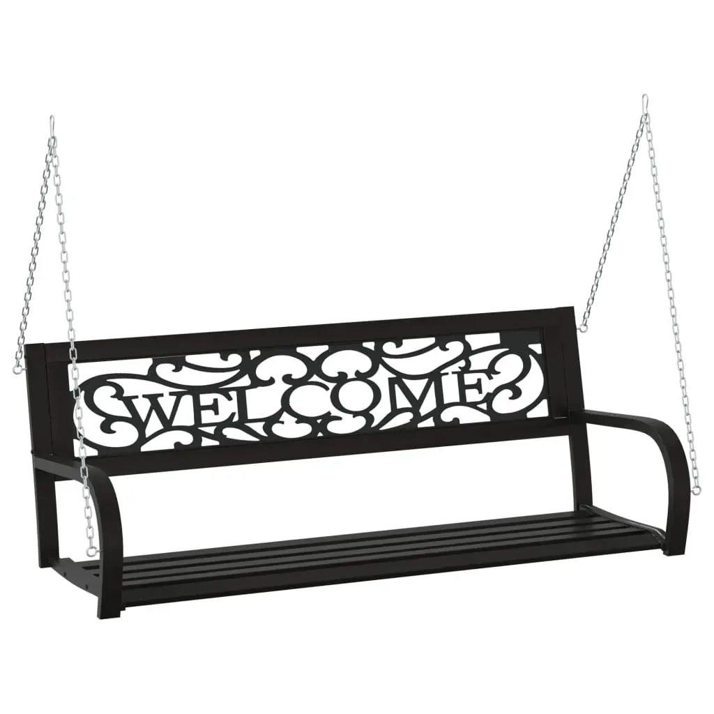 Garden Swing Bench 125 cm Steel and Plastic Black Price