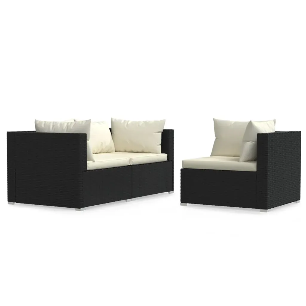 3 Piece Garden Lounge Set with Cushions Poly Rattan Price