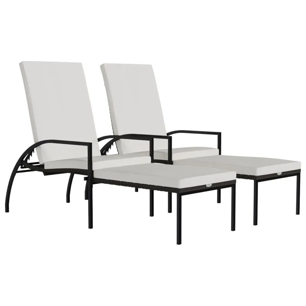 Sun Loungers 2 pcs with Footrest PE Rattan Price