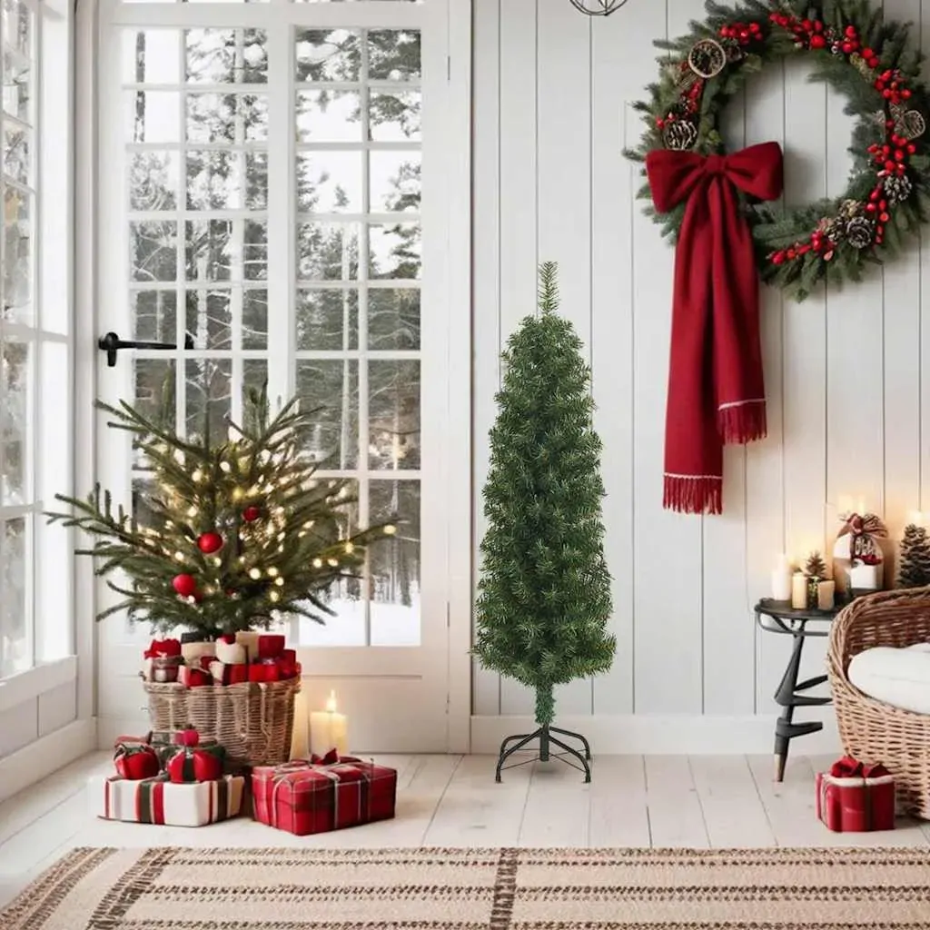 Slim Artificial Christmas Tree with Stand Green PVC Price