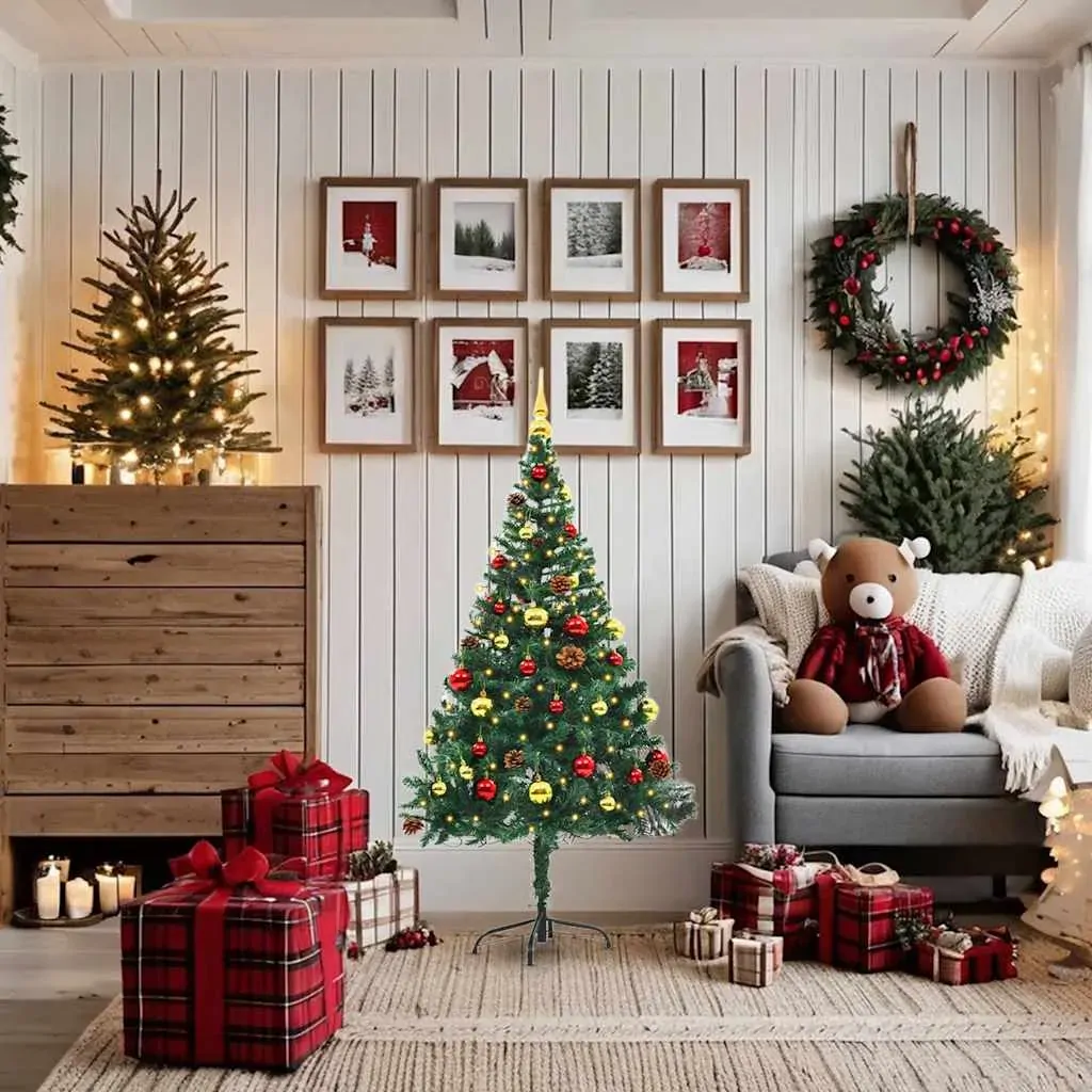 Artificial Christmas Tree with Baubles and LEDs Green Price